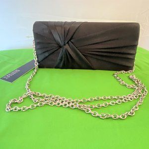 NWT Badgley Mischka Black Satin Evening Clutch